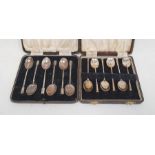 Two cased sets of silver coffee spoons, approx. 2.2ozt