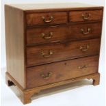 19th century mahogany chest of two short over three long graduated drawers, to bracket feet, 91cm