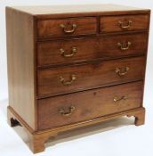 19th century mahogany chest of two short over three long graduated drawers, to bracket feet, 91cm