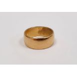 22ct gold wedding ring, plain broad band, 8.4g approx.