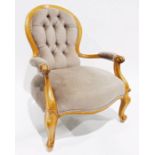 Modern beech-framed Victorian-style office reception chair