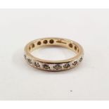 9ct yellow gold eternity ring set with 20 brilliant cut diamonds, finger size N