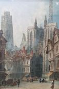 Paul Braddon (1864-1938) Watercolour drawing Cathedral scene, signed lower left, 74cm x 49.5cm