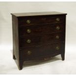 19th century mahogany chest of four long graduated drawers, on bracket feet, 89cm x 87cm