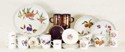 Quantity of Royal Worcester Evesham to include six scallopshells, six soup bowls, six side plates,