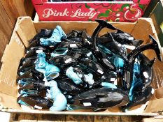 Large collection of Poole pottery dolphins in various sizes (2 boxes)