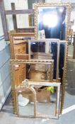 Six modern gilt framed mirrors