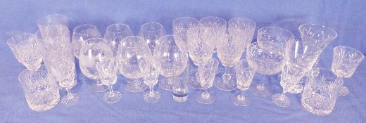 Assorted cut glass wines, brandy glasses, tumblers, flutes, sherry glasses, etc (2 boxes)