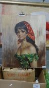 Overpainted canvas print Gypsy girl, in the style of Tretchikoff