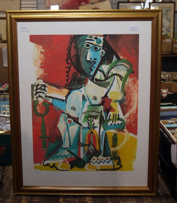 Limited edition Picasso print with blindstamp, a giclee print of Turner and two modern mirrors (4) - Image 2 of 5