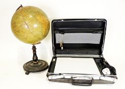 Philip Son & Nephew, Liverpool globe on wooden stand and a Samsonite briefcase (2)