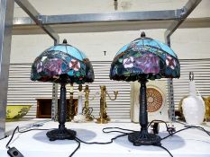 Pair of table lamps with Tiffany-style shades (2)