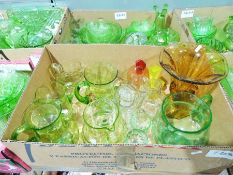 Large collection of Art Deco green pressed glass, some uranium glass (6 boxes)