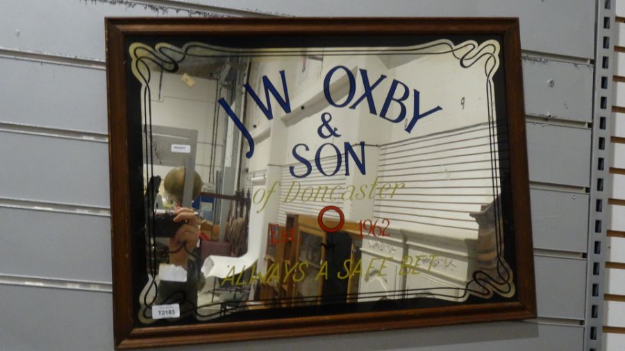 J. W. Oxby & Son of Doncaster advertising mirror