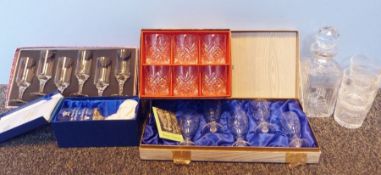 Assorted glassware to include boxed set of six tumblers, Kristal D'Asques Masquerade, boxed set of