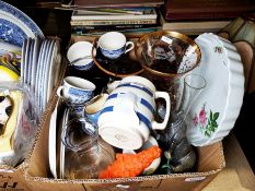 Old Willow ironstone part dinner and tea service, assorted china and glassware and other items (2