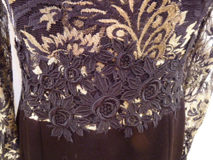 Chris Clyne Collection Three cocktail dresses - black and gold coloured lace bodice over black silk, - Image 12 of 12