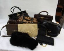 Various vintage bags  (12) as well as some vintage fur pieces ,  ladies gloves, beaded bags, Lario