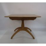 Ercol light elm extending table 104cm long x 90cm wide x 73cm high (extended 148cm long) and four