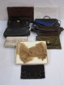 Givenchy stockings, collection of fans, leather bags and clutches, bag dust pockets, vintage shell