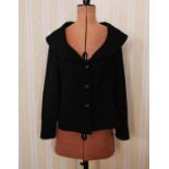 Frank Usher 1950's style black grosgrain jacket with faux jet buttons, size 14, a Quin & Donnelly