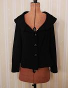 Frank Usher 1950's style black grosgrain jacket with faux jet buttons, size 14, a Quin & Donnelly