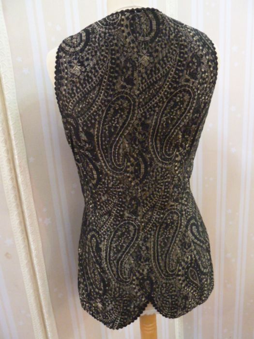 Chris Clyne Collection Black and gold lace over gold coloured silk, lined with black silk, waistcoat - Image 2 of 5