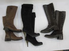 Assorted leather boots including Kennel and Schmenger black suede over the knee boots and two