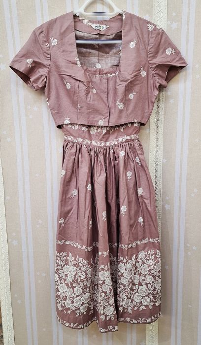 1950's vintage cotton dresses to include sundress with bolero labelled Sambo Fashions, paisley