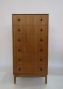 Mid-century teak chest of 6 drawers (62cm wide x 122cm tall x 46cm deep) Condition ReportClean