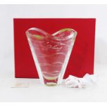 Baccarat; large clear glass vase with internal ribbed decoration, signed to base, with original  box