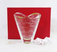 Baccarat; large clear glass vase with internal ribbed decoration, signed to base, with original  box