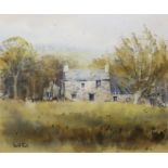 David Rust Watercolour Derelict cottage, signed lower left, 17cm x 21cm