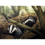 Valerie Briggs Two watercolours Badgers in sett, signed and dated 1988 lower left Hedgehogs,