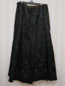 Victorian black printed satin skirt with button, rickrack and lace detail and a Victorian black