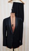 Gentleman's evening suit labelled Alkit, made in Finland with a satin detailed collar and two