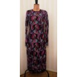 Emilio Pucci full-length cotton evening dress in blue, white, purple, pink and white with black lace