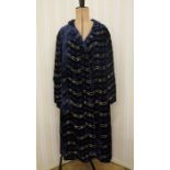 1920's cut-velvet and lame midnight blue evening coat, the lining shot-satin in yellow and