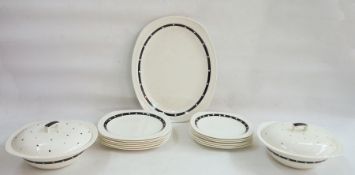 Midwinter Stylecraft part dinner service, white ground with black spots (15)