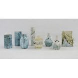 A collection of Carn pottery studio vases, all numbered and one signed 'J.Beusman's' (8)
