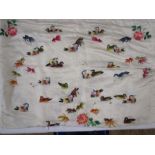 Chinese embroidered silk cloth depicting various types of duck, with peonies in the central design