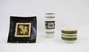 Collection of 20th century pottery including green Hornsea pot (12cm tall) , geometric circular West