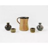 Collection of Muchelny studio pottery to include jug (14cm), two small vases and two small pots (5)