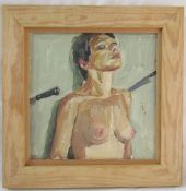 Paul R Gildea (1956) The New English Art Club. Oil on board. Nude female with knives  (27cm x