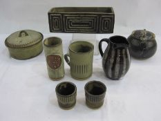 A collection of Hastings and Tremar studio pottery including Denis Lucas Hastings plant trough.