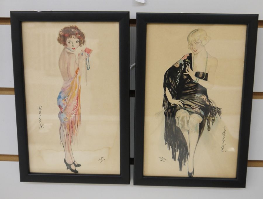 English school (early 20th century)  Pair of watercolours  "Pauline" and "Helen", portraits of - Image 3 of 5