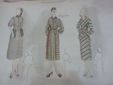 A quantity of watercolour drawings of fashion and costume - perhaps done by a fashion designer/