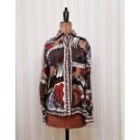 Emilio Pucci silk shirt in browns, creams, orangesCondition ReportNo obvious stains or marks