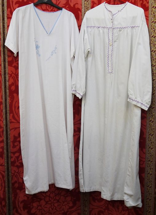 Four Victorian nightgowns, three embroidered and one with pintucks and broderie anglaise trimming - Image 2 of 2