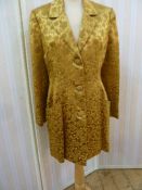 Chris Clyne Collection Gold silk brocade evening three quarter length jacket, three button